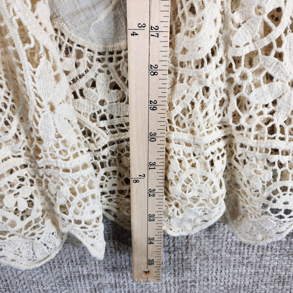 Angel Heart Boutique Open Crochet Tunic Top Womens Plus *1X Cream Babydoll Boho - Picture 6 of 12